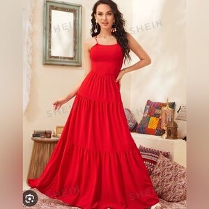 Shein red tiered maxi dress❤️